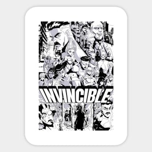 Invincible Manga Poster BW Sticker